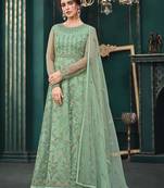 Light-green embroidered net salwar