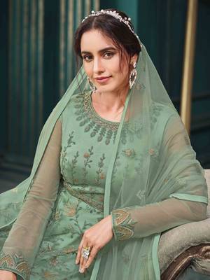 Light-green embroidered net salwar 3