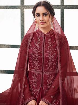 Maroon embroidered net salwar 3