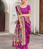 Purple woven banarasi silk saree with blouse