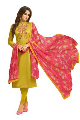 Yellow embroidered chanderi salwar 1