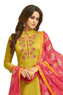 Yellow embroidered chanderi salwar 2