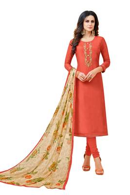 Red embroidered chanderi salwar 1