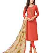 Red embroidered chanderi salwar