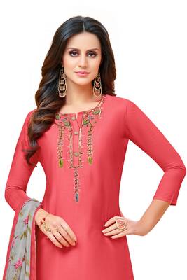 Pink embroidered chanderi salwar 2