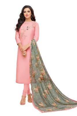 Pink embroidered chanderi salwar 1