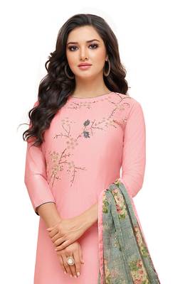 Pink embroidered chanderi salwar 2