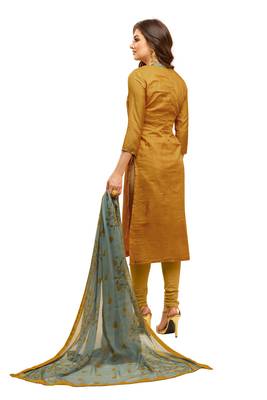 Mustard embroidered chanderi salwar 2