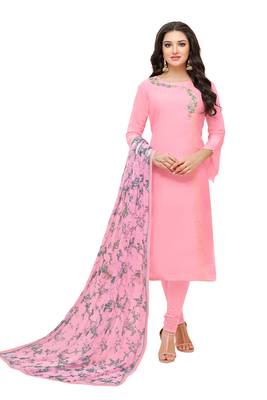 Pink embroidered chanderi salwar 1