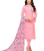 Pink embroidered chanderi salwar