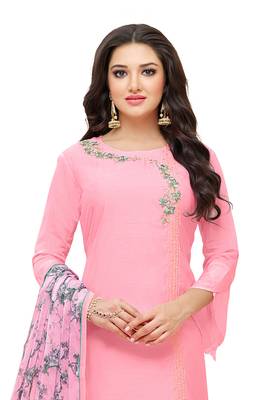 Pink embroidered chanderi salwar 2