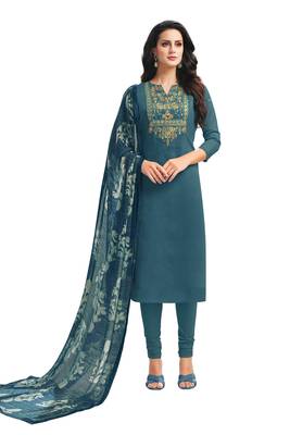 Blue embroidered chanderi salwar 1