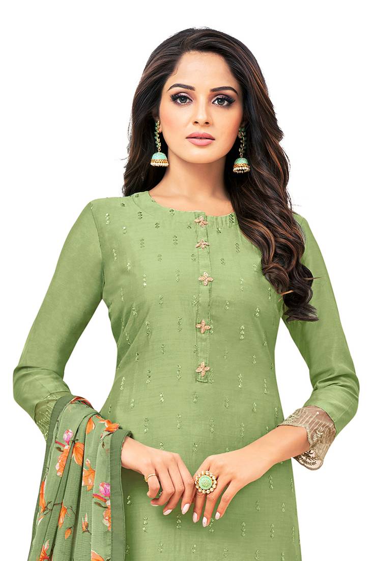 Green embroidered chanderi salwar