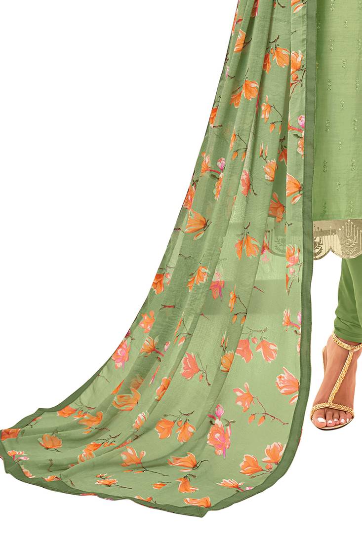 Green embroidered chanderi salwar