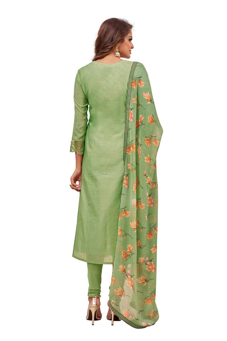 Green embroidered chanderi salwar