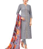 Grey embroidered chanderi salwar