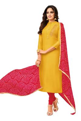 Yellow embroidered chanderi salwar 1
