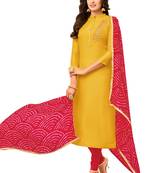 Yellow embroidered chanderi salwar