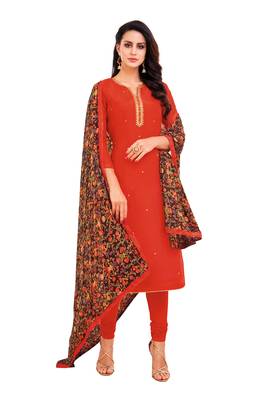 Red printed silk salwar 1