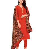 Red printed silk salwar
