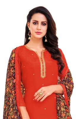 Red printed silk salwar 2