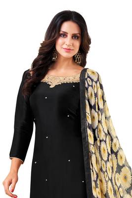 Black printed silk salwar 2