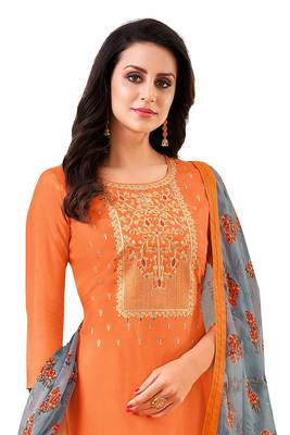 Orange embroidered chanderi salwar 2