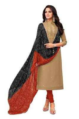 Beige embroidered chanderi salwar 1