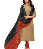 Beige embroidered chanderi salwar