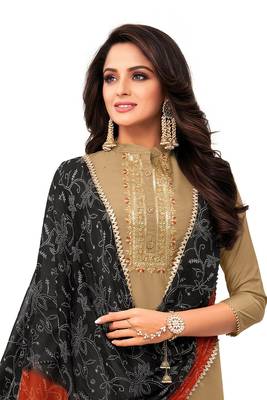 Beige embroidered chanderi salwar 2