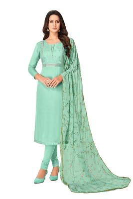 Blue embroidered chanderi salwar 1