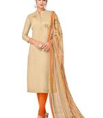 Cream printed silk salwar