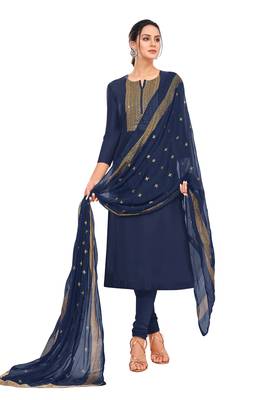 Blue embroidered chanderi salwar 1