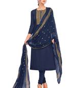 Blue embroidered chanderi salwar