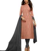 Peach printed cotton salwar