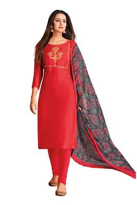 Red embroidered chanderi salwar 1
