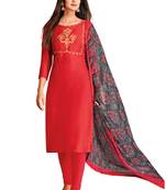 Red embroidered chanderi salwar