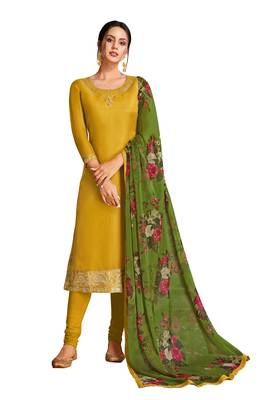 Yellow printed silk salwar 1