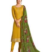 Yellow printed silk salwar