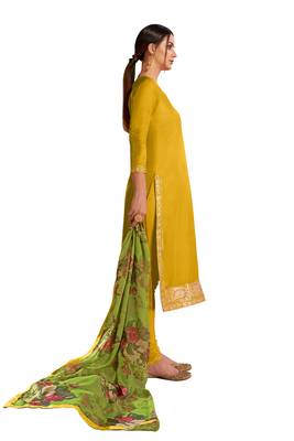 Yellow printed silk salwar 2