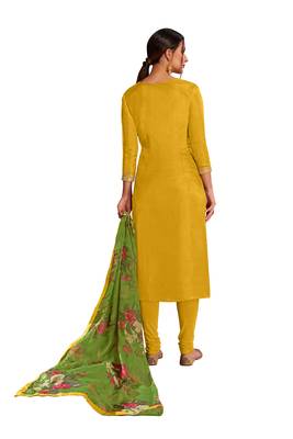 Yellow printed silk salwar 3