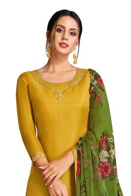 Yellow printed silk salwar 4
