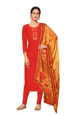 Red embroidered chanderi salwar 1