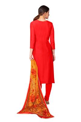 Red embroidered chanderi salwar 3