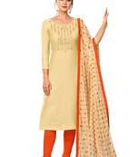 Cream embroidered chanderi salwar