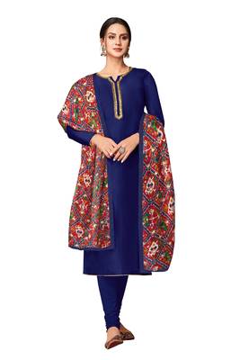 Blue embroidered chanderi salwar 1
