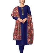 Blue embroidered chanderi salwar