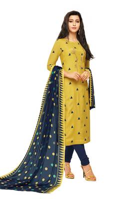 Yellow printed silk salwar 1