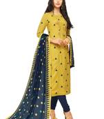 Yellow printed silk salwar