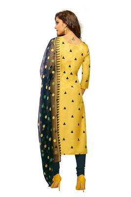 Yellow printed silk salwar 2